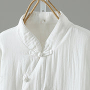 Buddha Stones Winter Solid Flower Long Sleeve Cotton Women's Thermal Jacket - image 32