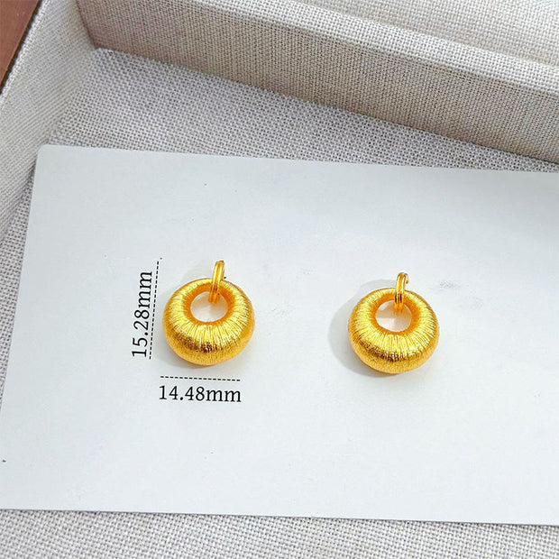 Buddha Stones 24k Gold Plated Copper Peace Buckle Texture Wealth Necklace Pendant - image 9