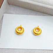 Buddha Stones 24k Gold Plated Copper Peace Buckle Texture Wealth Necklace Pendant - image 8