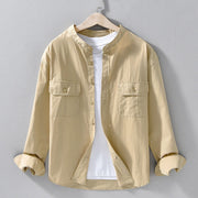 Buddha Stones Crew Neck Solid Color Men's Long Sleeve Cotton Thickened Jacket With Pockets - Wheat - US/UK/AU42，EU52 (3XL) - image 0