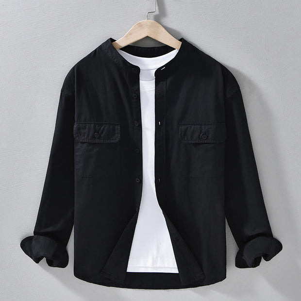 Buddha Stones Crew Neck Solid Color Men's Long Sleeve Cotton Thickened Jacket With Pockets - Black - US/UK/AU42，EU52 (3XL) - image 20