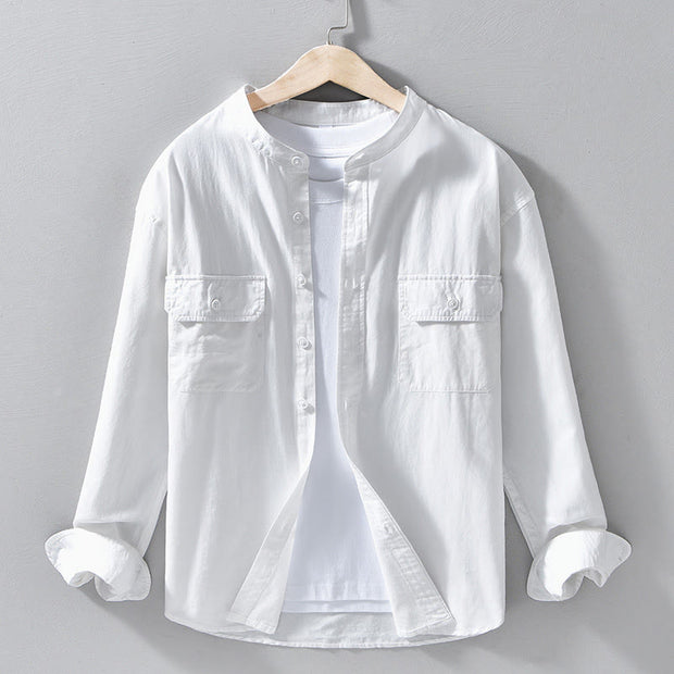 Buddha Stones Crew Neck Solid Color Men's Long Sleeve Cotton Thickened Jacket With Pockets - White - US/UK/AU42，EU52 (3XL) - image 19