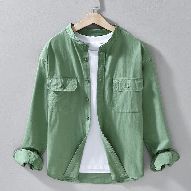 Buddha Stones Crew Neck Solid Color Men's Long Sleeve Cotton Thickened Jacket With Pockets - MediumSeaGreen - US/UK/AU42，EU52 (3XL) - image 4