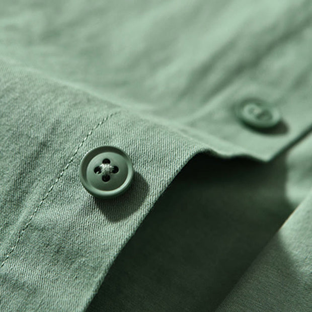 Buddha Stones Crew Neck Solid Color Men's Long Sleeve Cotton Thickened Jacket With Pockets - image 6