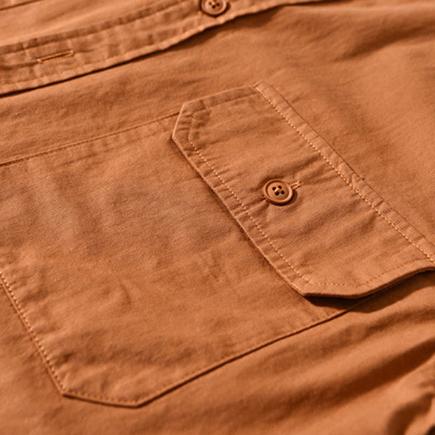 Buddha Stones Crew Neck Solid Color Men's Long Sleeve Cotton Thickened Jacket With Pockets - image 13