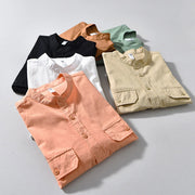 Buddha Stones Crew Neck Solid Color Men's Long Sleeve Cotton Thickened Jacket With Pockets - image 21