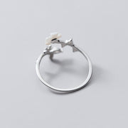 Buddha Stones 925 Sterling Silver White Flower Design Adjustable Blessing Ring - image 2