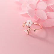 Buddha Stones 925 Sterling Silver White Flower Design Adjustable Blessing Ring - image 6