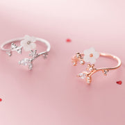 Buddha Stones 925 Sterling Silver White Flower Design Adjustable Blessing Ring - image 10