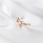 Buddha Stones 925 Sterling Silver White Flower Design Adjustable Blessing Ring - Rose Gold - image 5