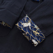 Buddha Stones Spring Cranes Design Men's Frog-Button Cotton Linen Long Sleeve Jacket - image 6