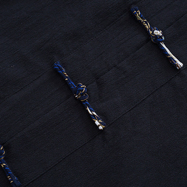 Buddha Stones Spring Cranes Design Men's Frog-Button Cotton Linen Long Sleeve Jacket - image 4