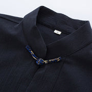 Buddha Stones PLUS SIZE Spring Cranes Design Men's Frog-Button Cotton Linen Long Sleeve Jacket - image 3