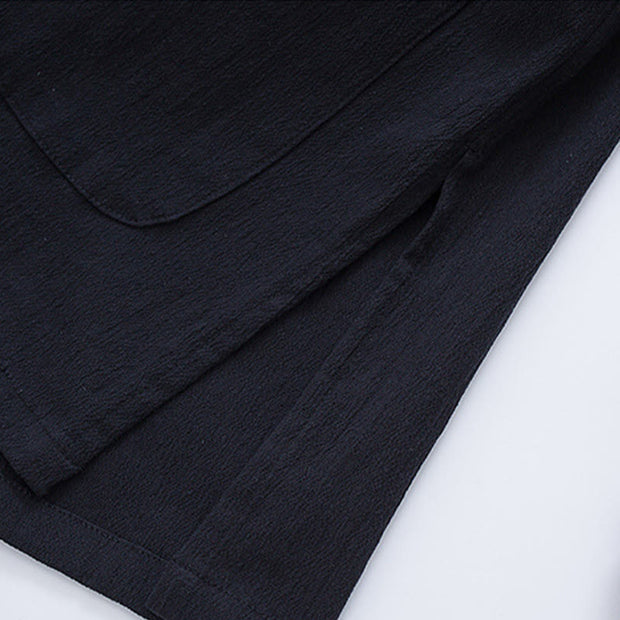 Buddha Stones Spring Cranes Design Men's Frog-Button Cotton Linen Long Sleeve Jacket - image 7