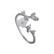 Buddha Stones White Flower Design Adjustable Healing Copper Ring - image 3