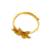 Buddha Stones Lilac Flower Adjustable 24k Gold Plated Copper Brass Ring - image 5