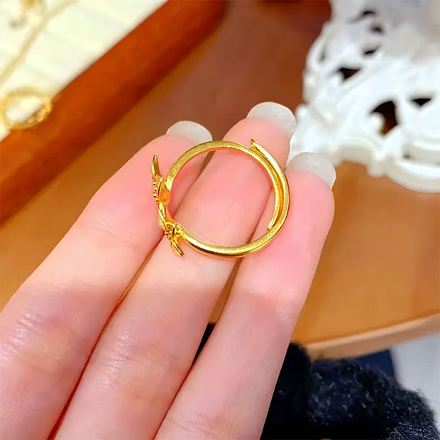 Buddha Stones Lilac Flower Adjustable 24k Gold Plated Copper Brass Ring - image 4