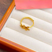 Buddha Stones Lilac Flower Adjustable 24k Gold Plated Copper Brass Ring - image 1