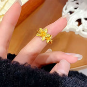 Buddha Stones Lilac Flower Adjustable 24k Gold Plated Copper Brass Ring - image 3