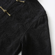Buddha Stones Spring Jacquard Men's Frog-Button Cotton Long Sleeve Jacket With Pockets - image 7