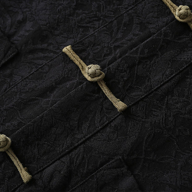 Buddha Stones Spring Jacquard Men's Frog-Button Cotton Long Sleeve Jacket With Pockets - image 6