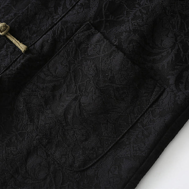 Buddha Stones Spring Jacquard Men's Frog-Button Cotton Long Sleeve Jacket With Pockets - image 8