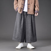 Buddha Stones Winter Chinese Frog-Button Design Corduroy Thermal Men's Wide Leg Pants With Pockets - image 20