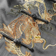 Buddha Stones Spring Fall Dragon Embroidery Frog-Button Long Sleeve Men's Jacket - image 4
