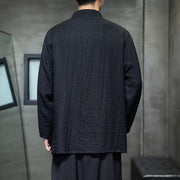 Buddha Stones Fall Solid Color Bamboo Leaf Embroidery Men's Long Sleeve Cotton Linen Shirt - image 19