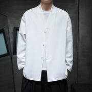 Buddha Stones Spring Fall Solid Color Long Sleeve Men's Jacket - White - US/UK/AU46，EU56 (5XL) - image 12