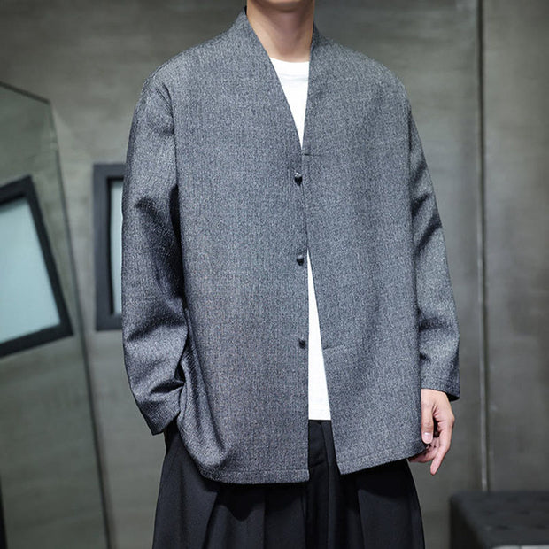 Buddha Stones Spring Fall Solid Color Long Sleeve Men's Jacket - image 1