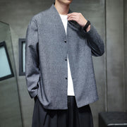 Buddha Stones Spring Fall Solid Color Long Sleeve Men's Jacket - image 4