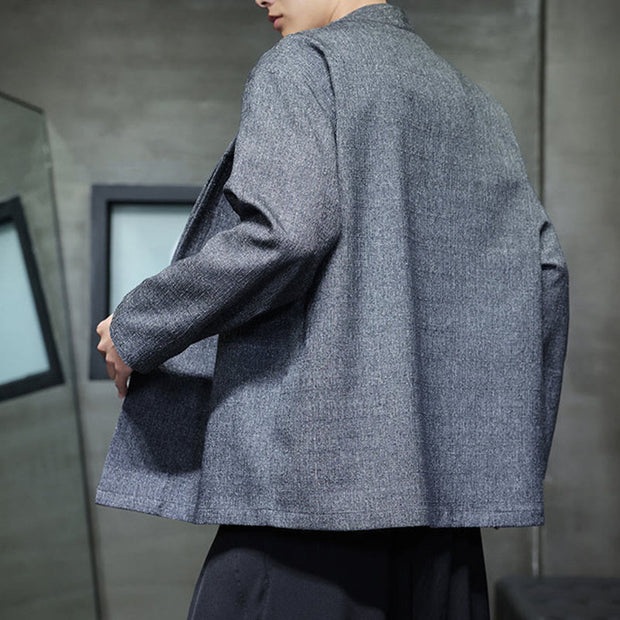 Buddha Stones Spring Fall Solid Color Long Sleeve Men's Jacket - image 3