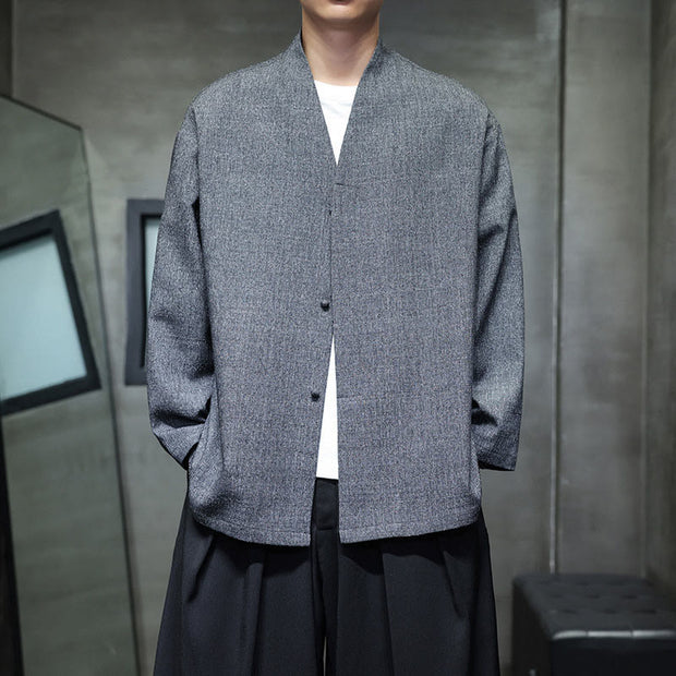 Buddha Stones Spring Fall Solid Color Long Sleeve Men's Jacket - image 6