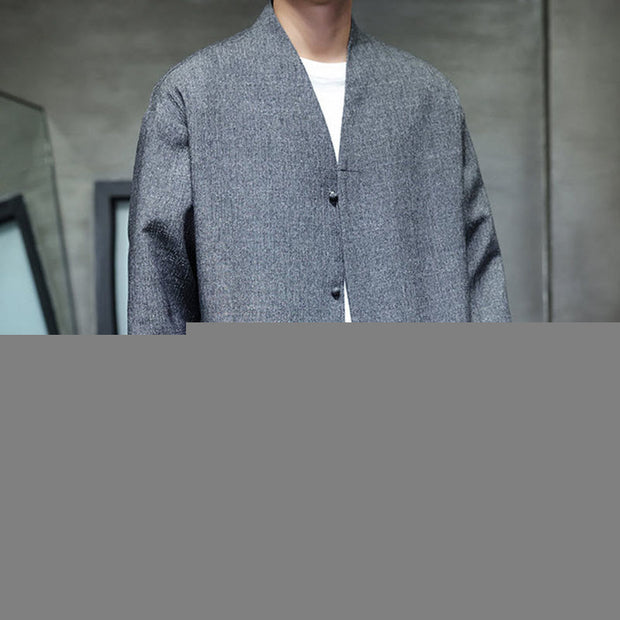 Buddha Stones Spring Fall Solid Color Long Sleeve Men's Jacket - image 7