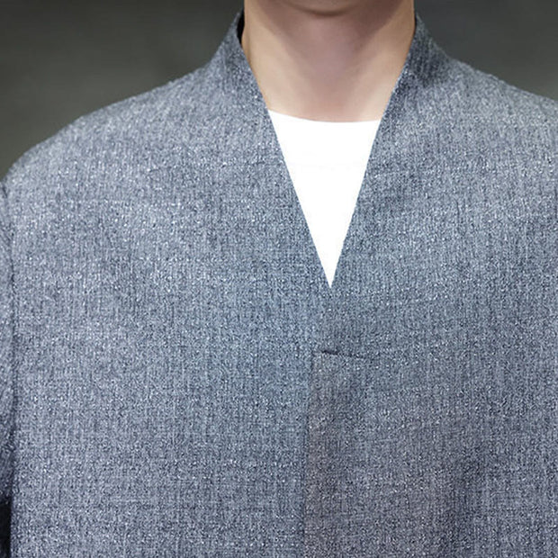 Buddha Stones Spring Fall Solid Color Long Sleeve Men's Jacket - image 8