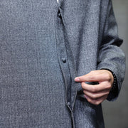 Buddha Stones Spring Fall Solid Color Long Sleeve Men's Jacket - image 10