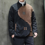 Buddha Stones Winter Yin Yang Tai Chi Corduroy Long Sleeve Men's Jacket With Pockets - image 5