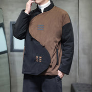 Buddha Stones Winter Yin Yang Tai Chi Corduroy Long Sleeve Men's Jacket With Pockets - image 4