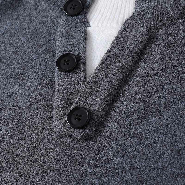 Buddha Stones Winter Buttons Crew Neck Design Warm Men's Long Sleeve Knitted Sweater - image 3