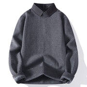 Buddha Stones Winter Stand Collar Design Warm Men's Long Sleeve Knitted Sweater - Gray - US/UK/AU44，EU54 (4XL) - image 8