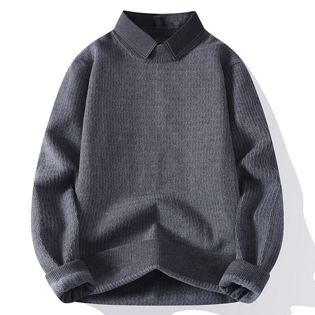 Buddha Stones Winter Stand Collar Design Warm Men's Long Sleeve Knitted Sweater - Gray - US/UK/AU44，EU54 (4XL) - image 8