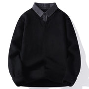 Buddha Stones Winter Black Stand Collar Design Warm Men's Long Sleeve Knitted Sweater - Black - US/UK/AU44，EU54 (4XL) - image 9