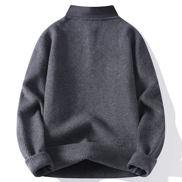 Buddha Stones Winter Black Stand Collar Design Warm Men's Long Sleeve Knitted Sweater - image 2