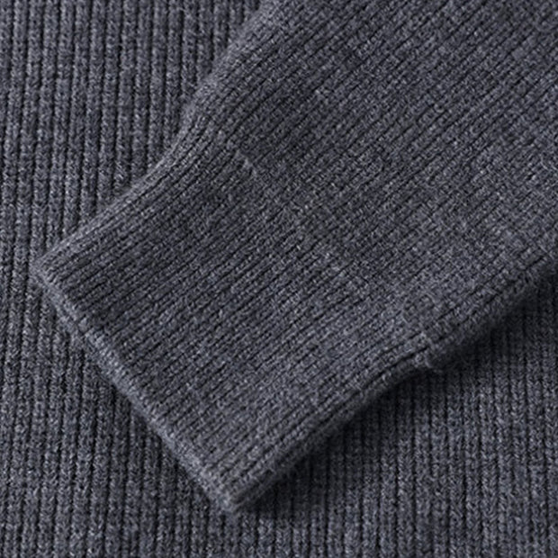 Buddha Stones Winter Black Stand Collar Design Warm Men's Long Sleeve Knitted Sweater - image 4