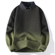 Buddha Stones Winter Stand Collar Gradient Color Design Warm Men's Long Sleeve Knitted Sweater - OliveDrab - US/UK/AU44，EU54 (4XL) - image 10