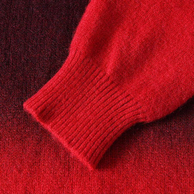 Buddha Stones Winter Stand Collar Gradient Color Design Warm Men's Long Sleeve Knitted Sweater - image 4