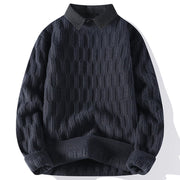 Buddha Stones Winter Black Stand Collar Lines Design Warm Men's Long Sleeve Knitted Sweater - DarkGray - US/UK/AU44，EU54 (4XL) - image 9