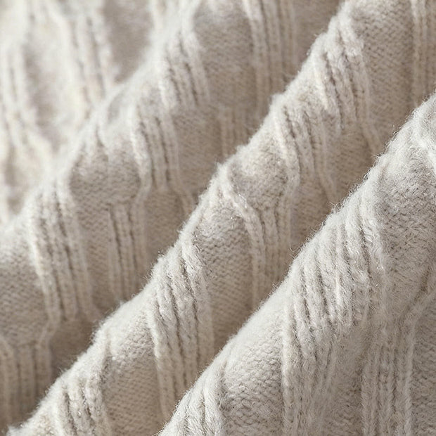 Buddha Stones Winter Black Stand Collar Lines Design Warm Men's Long Sleeve Knitted Sweater - image 6