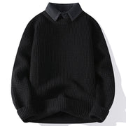 Buddha Stones Winter Black Stand Collar Waffle Pattern Warm Men's Long Sleeve Knitted Sweater - Black - US/UK/AU44，EU54 (4XL) - image 2